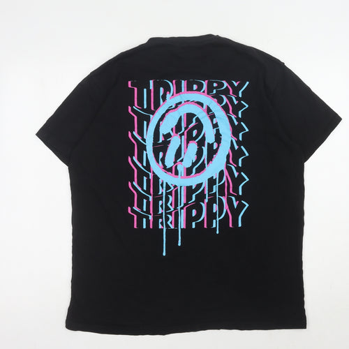 boohooMAN Men's Black Graphic Print T-Shirt Medium