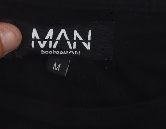 boohooMAN Men's Black Graphic Print T-Shirt Medium