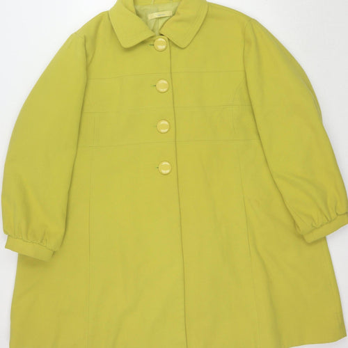 Agenda Women's Yellow Long Coat Size 4, Button Closure