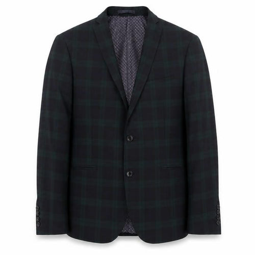 Limehaus Men's Green & Black Plaid Blazer, Size 42