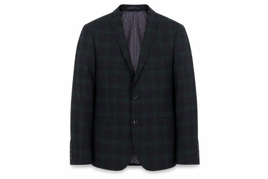 Limehaus Men's Green & Black Plaid Blazer, Size 42