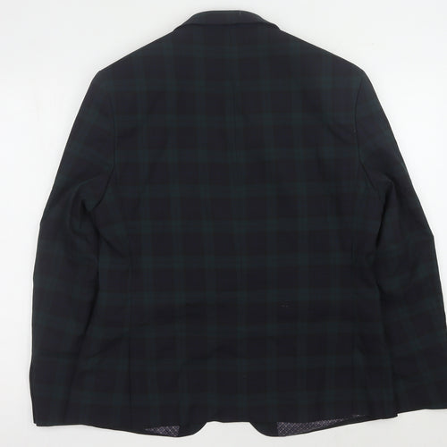 Limehaus Men's Green & Black Plaid Blazer, Size 42