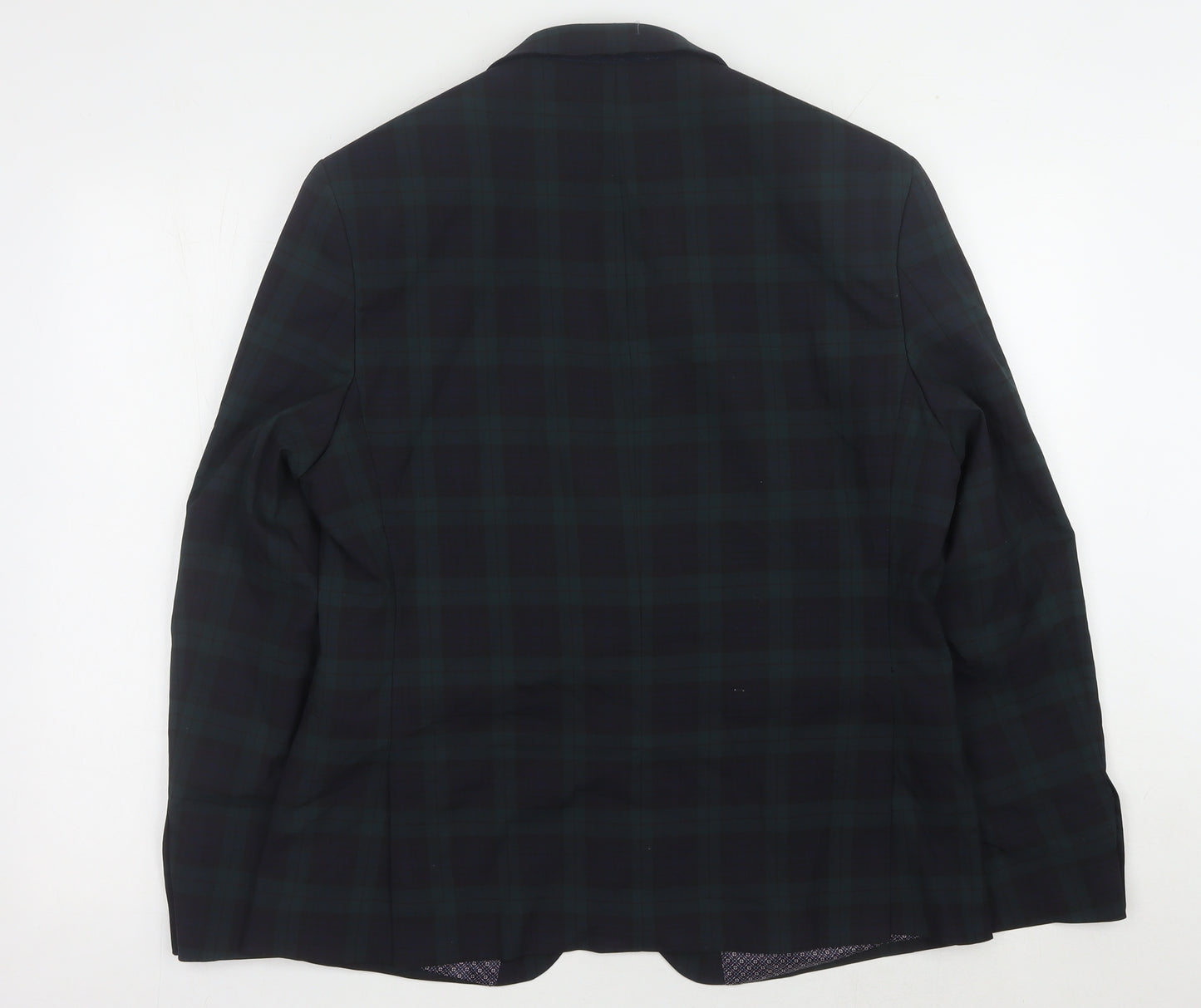 Limehaus Men's Green & Black Plaid Blazer, Size 42