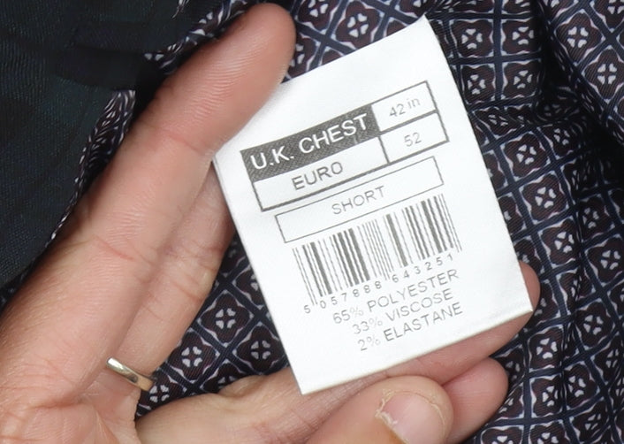 Limehaus Men's Green & Black Plaid Blazer, Size 42