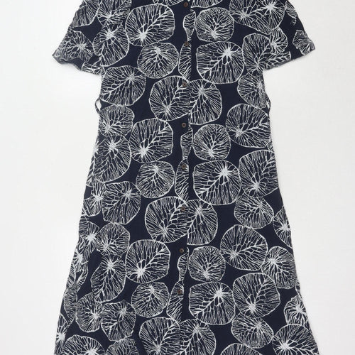 Weird Fish Women's Blue Floral Shirt Dress Size 12