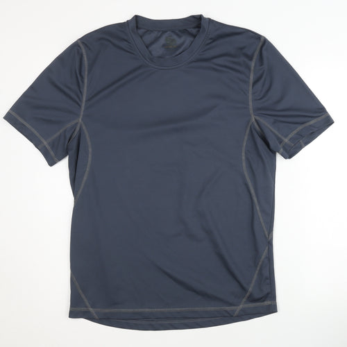 Men's Blue Crew Neck Moisture-Wicking T-Shirt