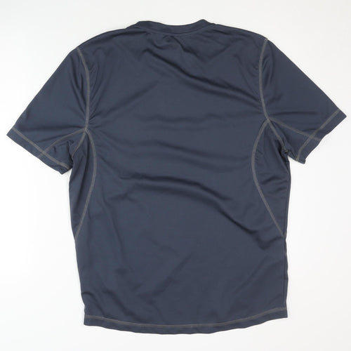Men's Blue Crew Neck Moisture-Wicking T-Shirt