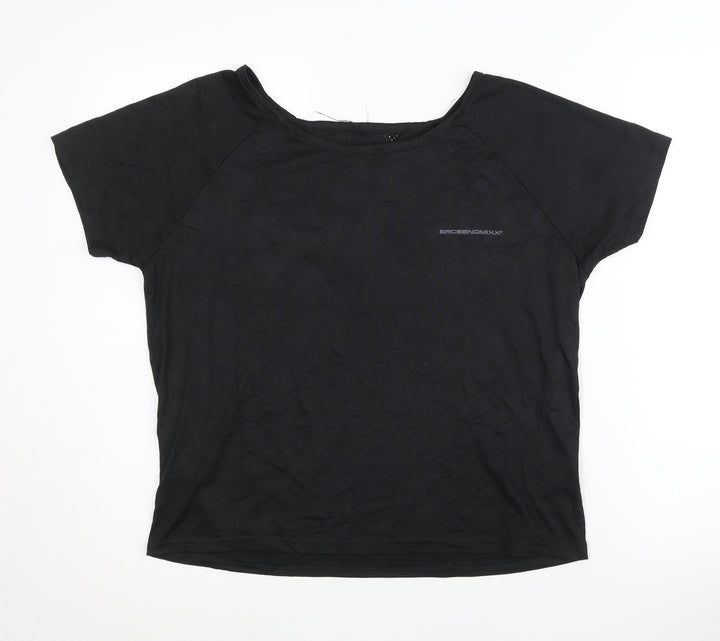 ERGEENOMIXX Black Women's Crew Neck Short Sleeve T-Shirt 10