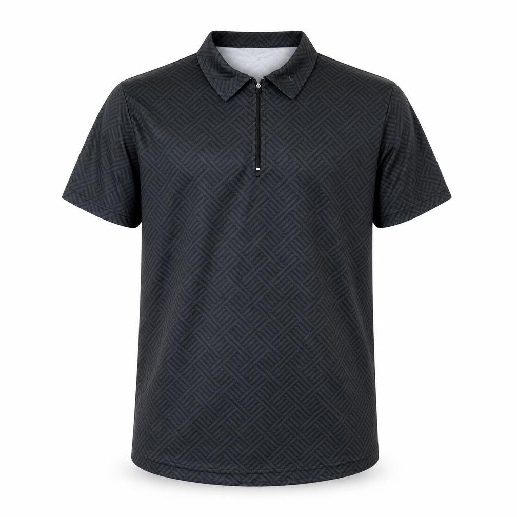 Front view of Men's Black Polo Geometric Activewear Top M