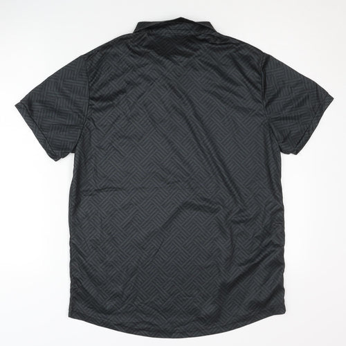 Men's Black Polo Geometric Activewear Top M