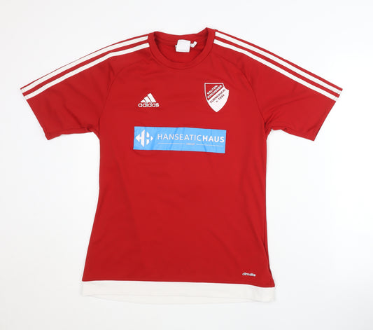 Front view of Adidas Men's Red Athletic Jersey, size S