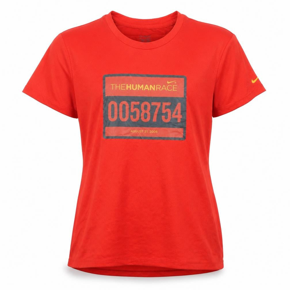 Front view of Nike Women's Red Running T-Shirt, size 10/12, Moisture-Wicking