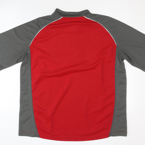 Men's Red 1/4 Zip Activewear T-Shirt Large