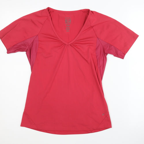Quechua Women's Red V-Neck Activewear Top S
