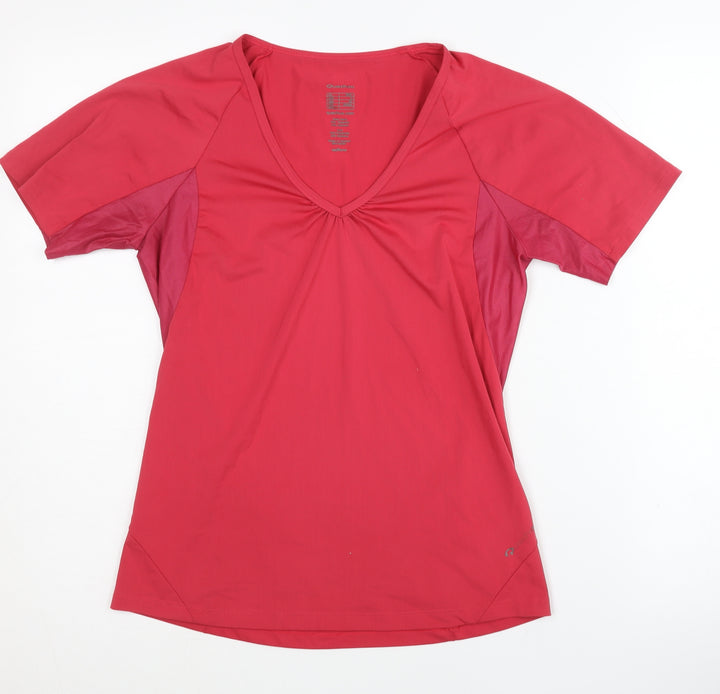 Quechua Women's Red V-Neck Activewear Top S