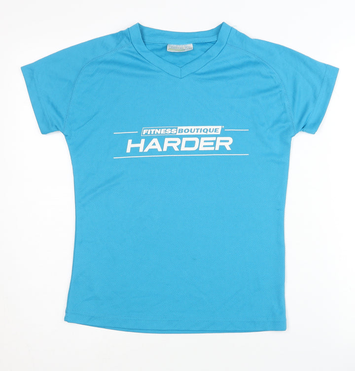 Fitness Boutique Women's Blue V-Neck T-Shirt