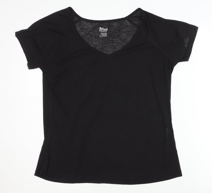 Crivit Sports Women's Black V-Neck T-Shirt M