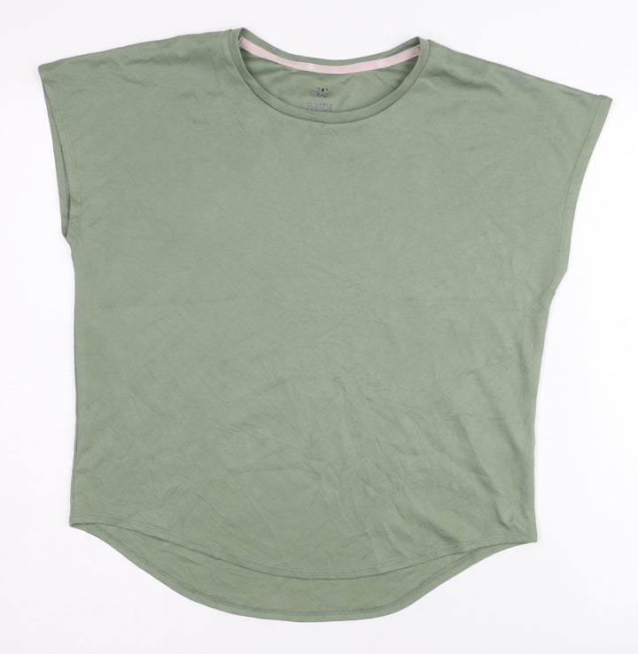 H&M Green Girls' T-Shirt Size 12 - Polyester Crew Neck