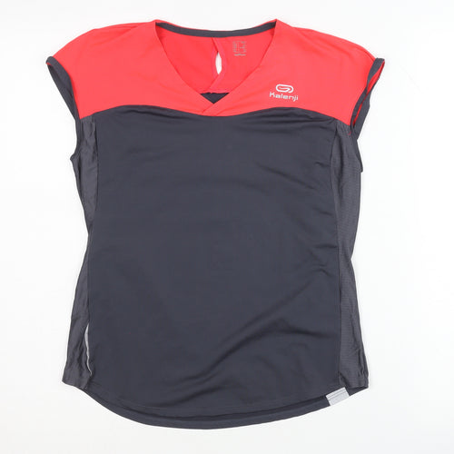 Oxylane Women's Black Red Sleeveless Running T-Shirt 2XS