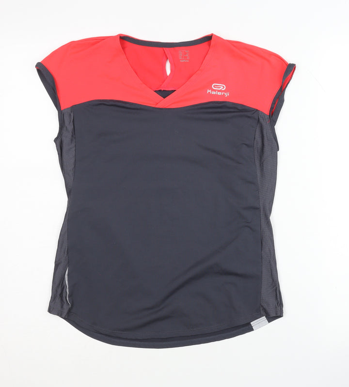 Oxylane Women's Black Red Sleeveless Running T-Shirt 2XS