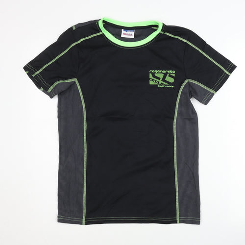 Yigga Boys Black Sport T-Shirt, Age 13-14, Breathable Activewear