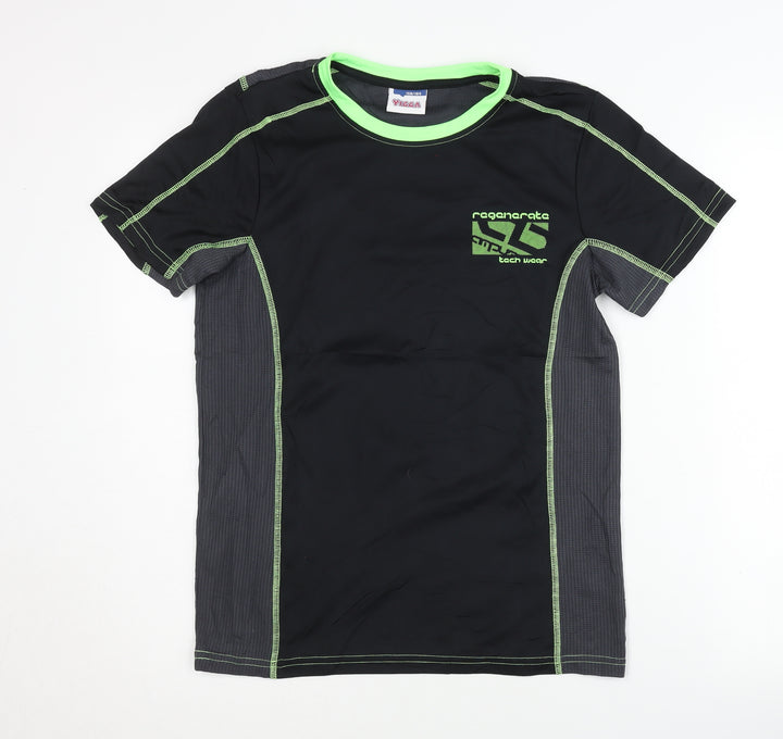 Yigga Boys Black Sport T-Shirt, Age 13-14, Breathable Activewear