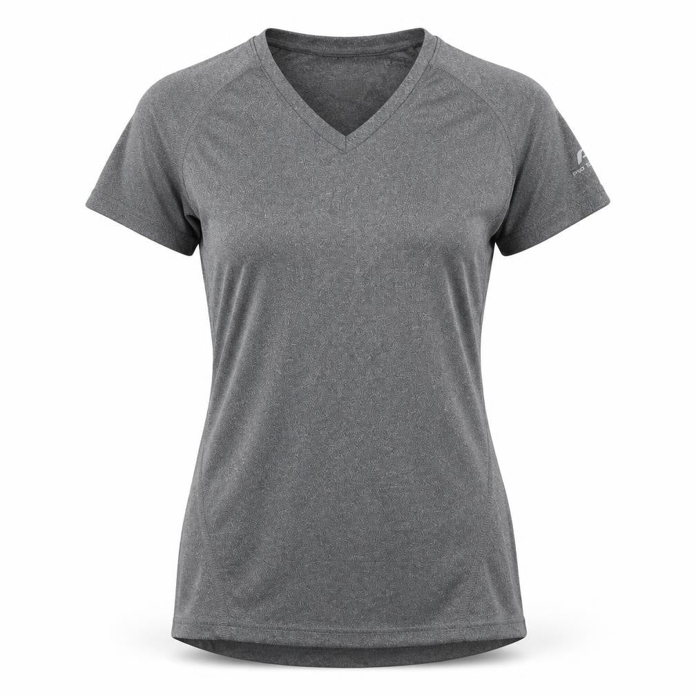Front view of Pro Touch Women's Grey V-Neck T-Shirt, size 10