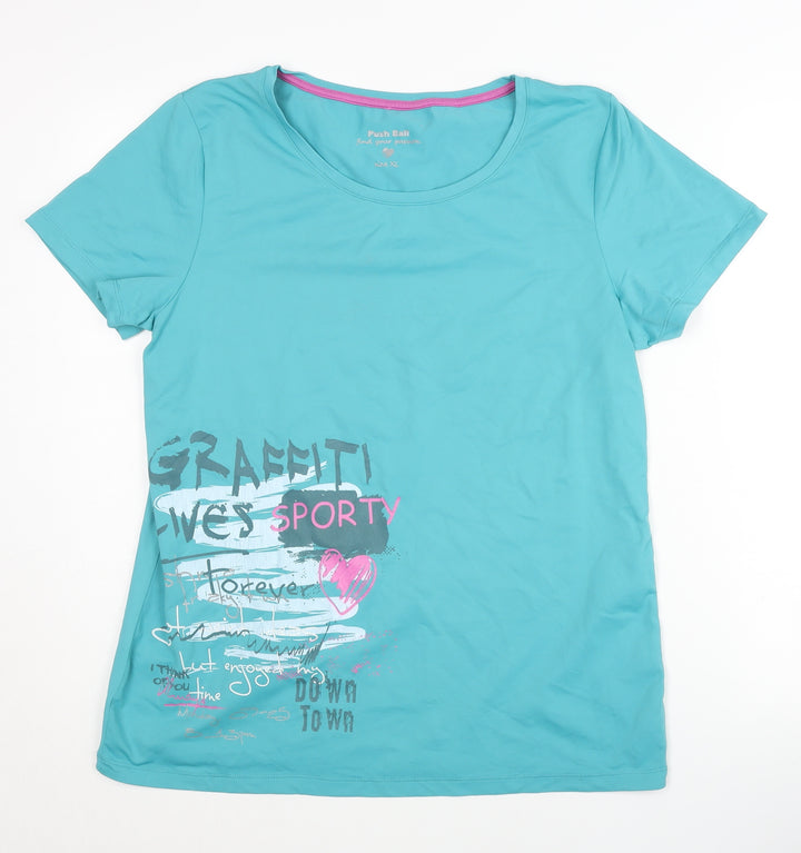 Push Ball Women's Blue XL Activewear T-Shirt