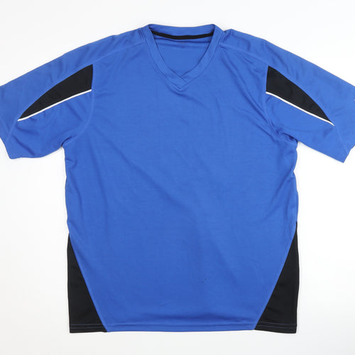Men's Blue V-Neck Jersey T-Shirt - L