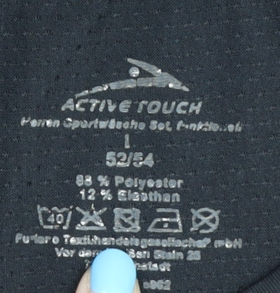 Active Touch Men's Black Gym Tank, Athletic Fit, Size L