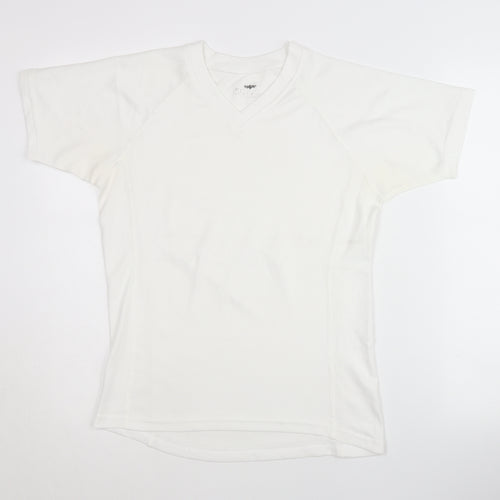 Island White Unisex Adult M Basic V-Neck T-Shirt