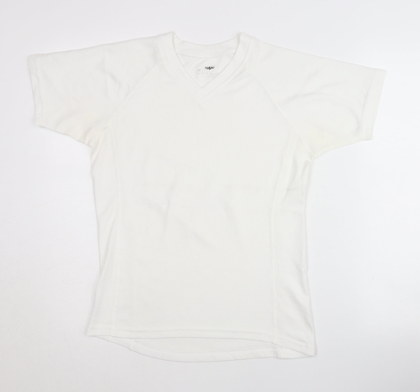 Island White Unisex Adult M Basic V-Neck T-Shirt