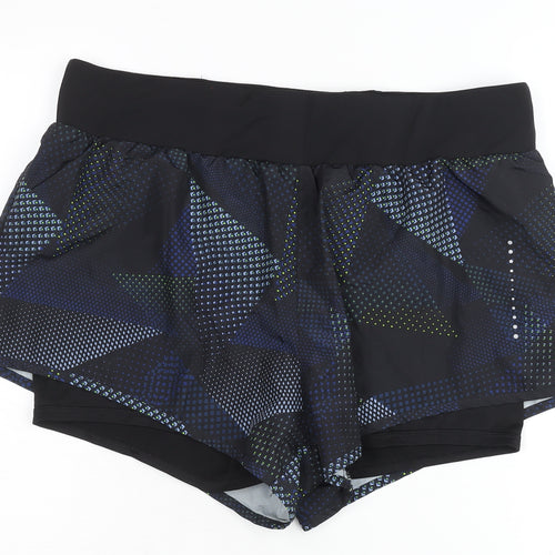 Crivit Womens Black Geometric Athletic Shorts L