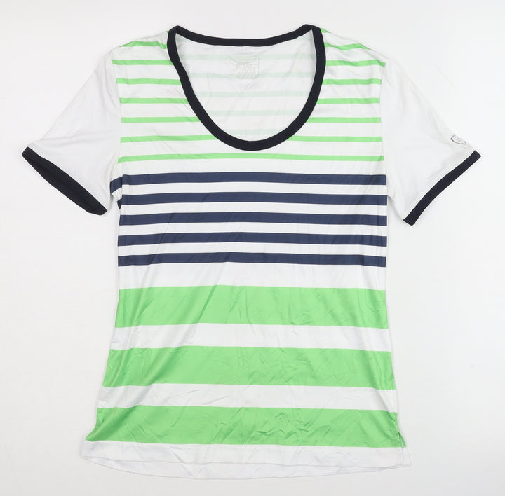 Limited Sports Women's Multicoloured Striped T-Shirt