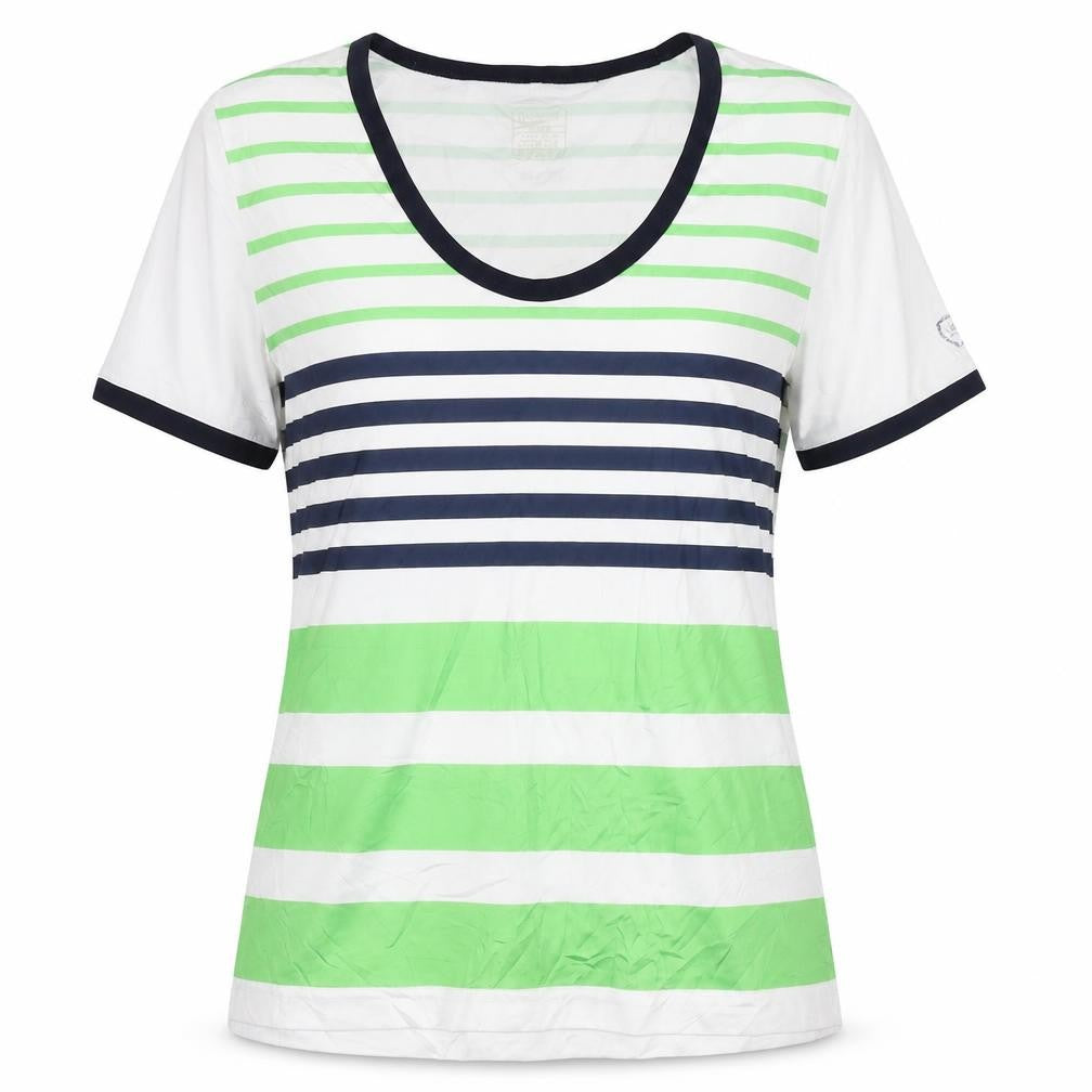Front view of Limited Sports Women's Multicoloured Striped T-Shirt