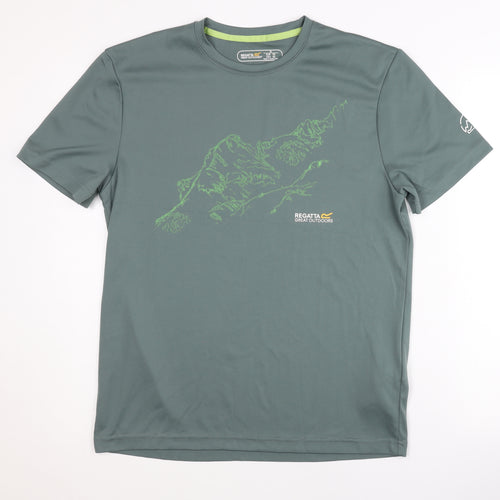 Regatta Men's Green T-Shirt, Size M, Graphic Print