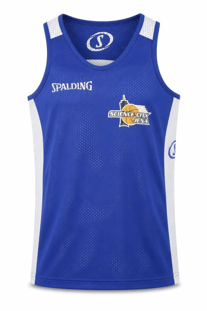 Front view of Spalding Men's XS Blue Basketball Tank Jersey