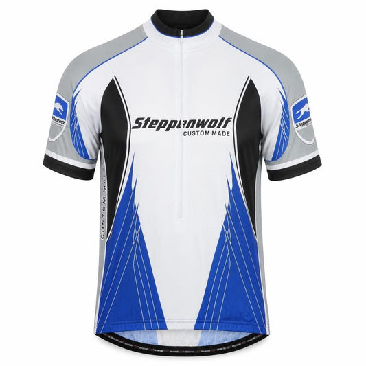 Front view of Bicycle Line Men's Cycling Jersey M Blue Graphic Athletic