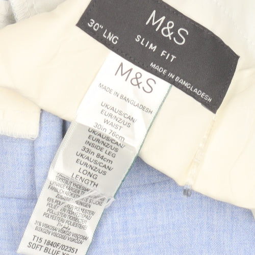 Marks and Spencer Men's Blue Slim Fit Trousers