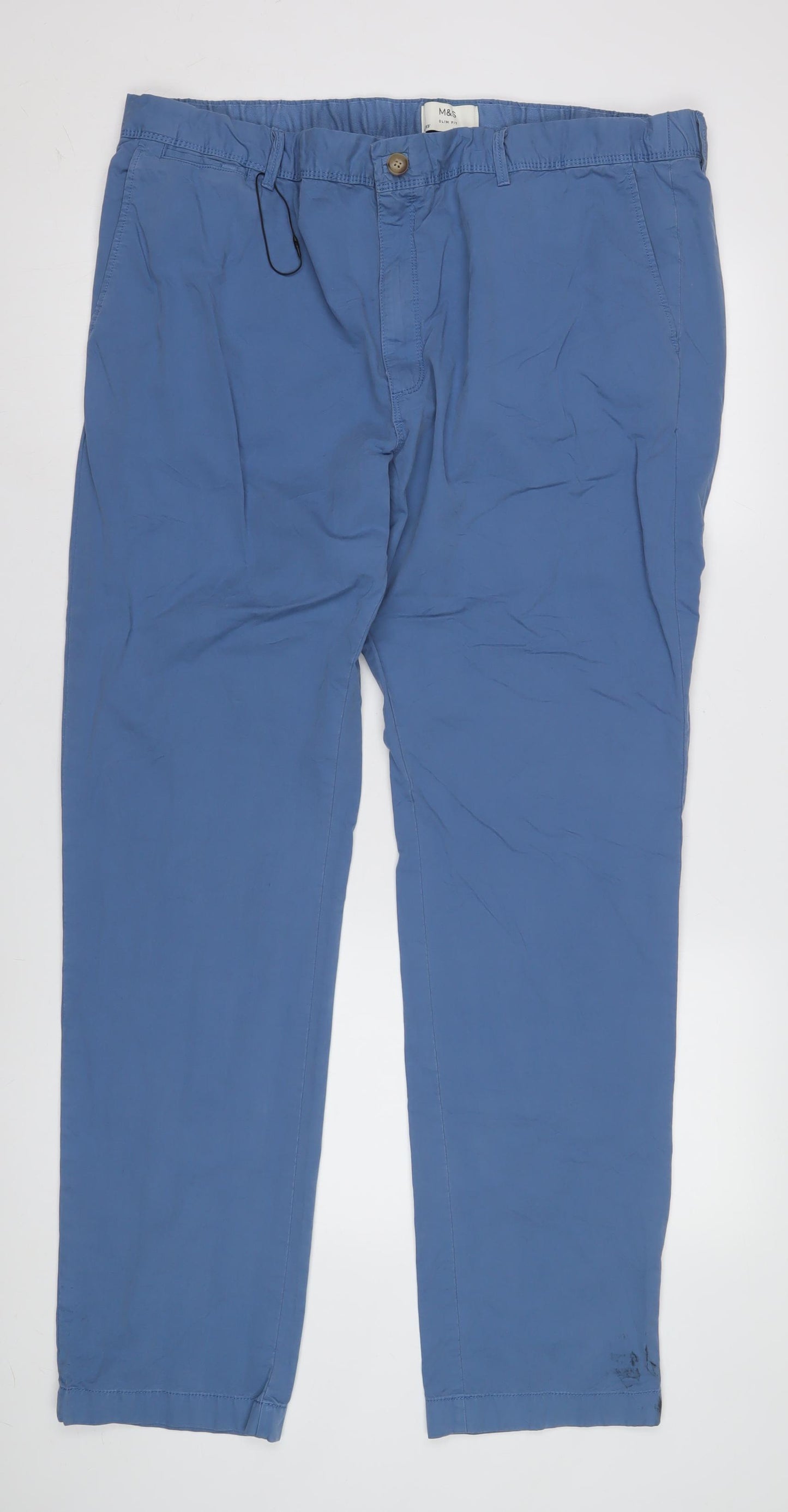 Marks and Spencer Men's Blue Slim Fit Chino Trousers