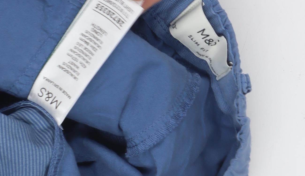 Marks and Spencer Men's Blue Slim Fit Chino Trousers