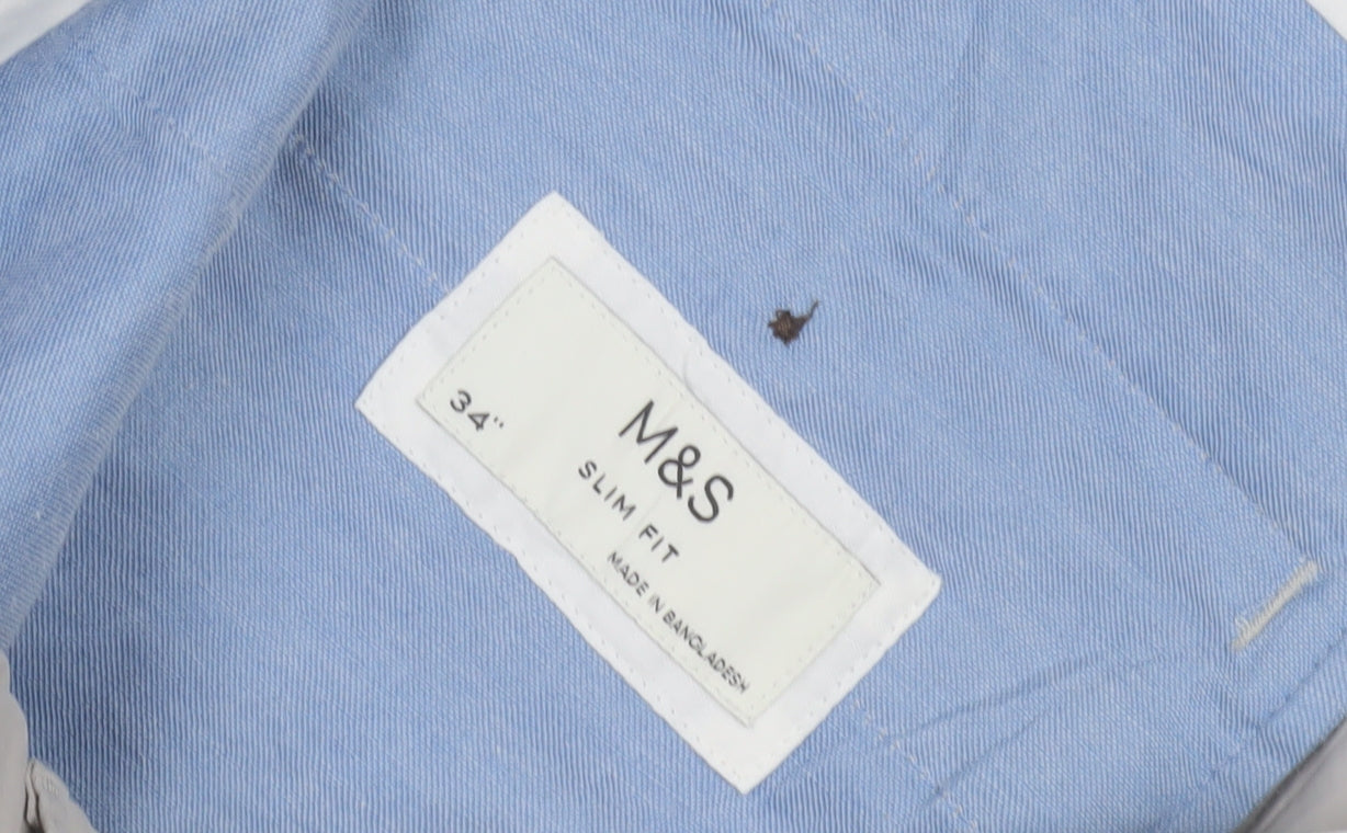 Marks and Spencer Grey Slim Fit Trousers Men's 34