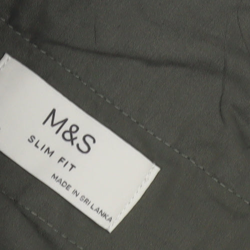 Marks and Spencer Men's Green Cargo Trousers Slim 42x31