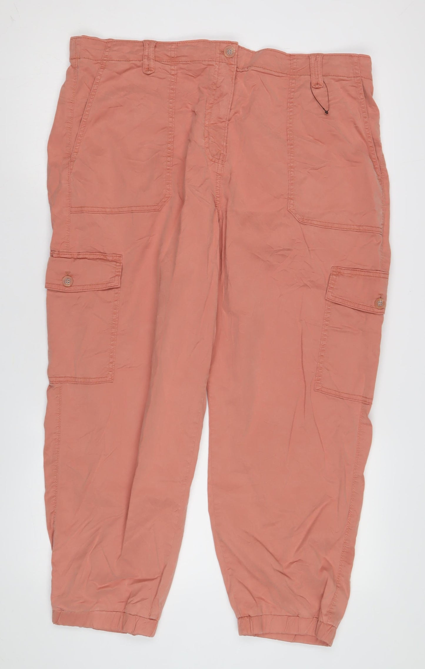 Marks and Spencer Women's Pink Cargo Trousers Size 28