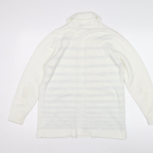 EWM Women's White M Cardigan with Stripes