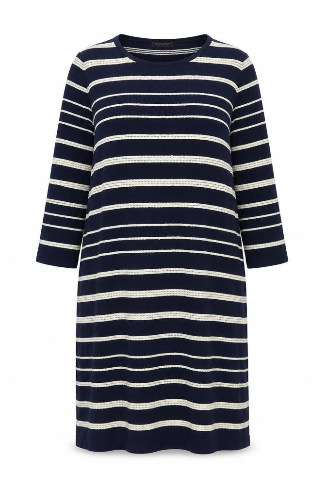 Bonmarché Women's Blue Striped Knit Dress XL