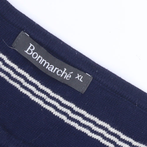 Bonmarché Women's Blue Striped Knit Dress XL