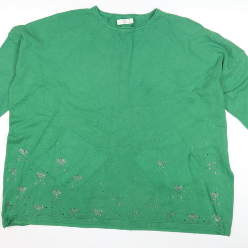 CC Fashion Women's Green L/XL Relaxed Jumper