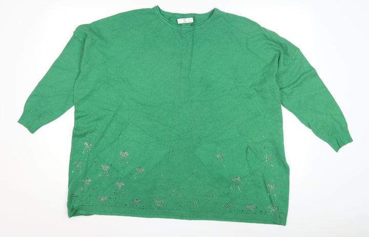 CC Fashion Women's Green L/XL Relaxed Jumper