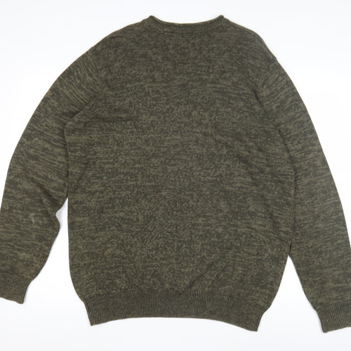 James Pringle Men's Green V-Neck Cotton Jumper L